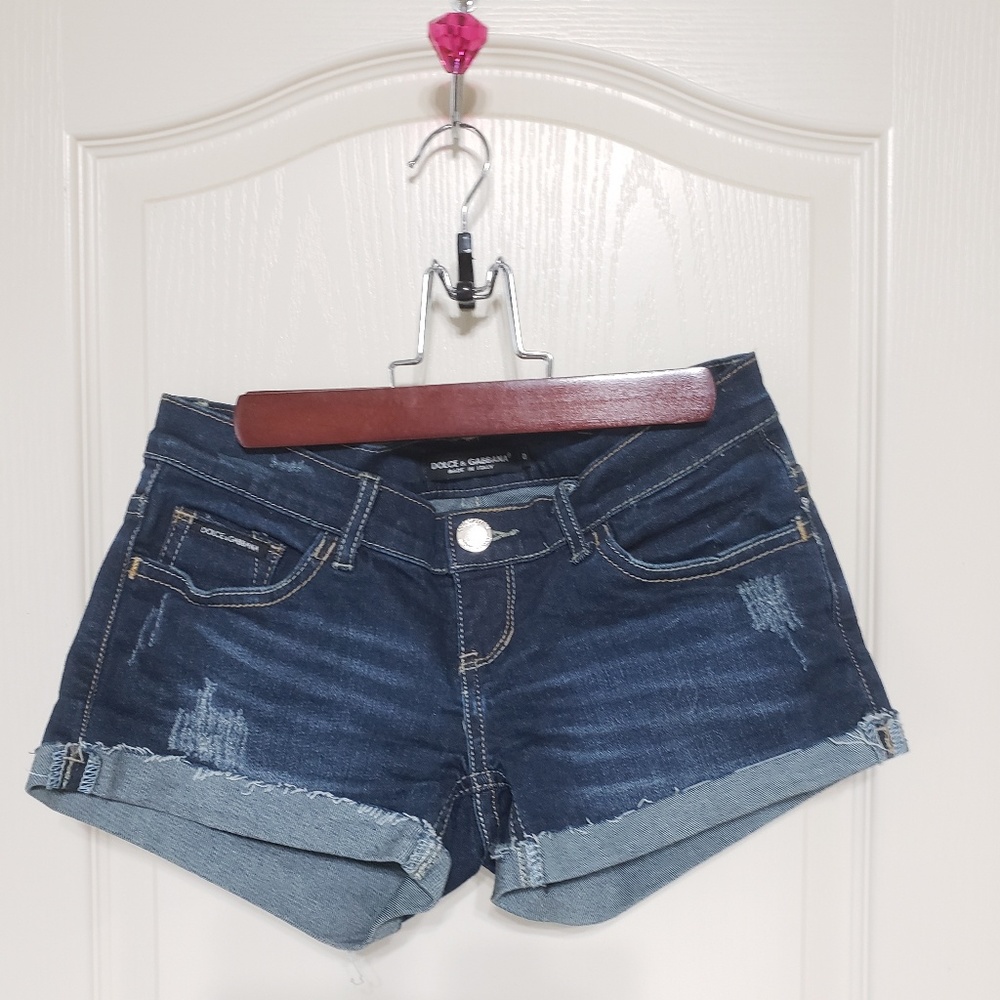 Dolce and Gabbana denim distressed shorts